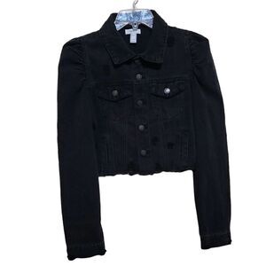 Forever21 Women's Black Distressed Jeans Jacket Sz Medium